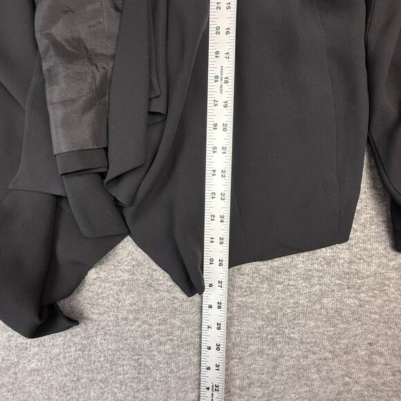 Eileen Fisher 100% Silk Crepe Leather Trim Jacket Black Button Sleeve Women’s XL - Picture 6 of 14